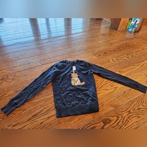 BANANA REPUBLIC Factory Forever Intarsia Sweater Grumpy Party Navy Cat Sweater